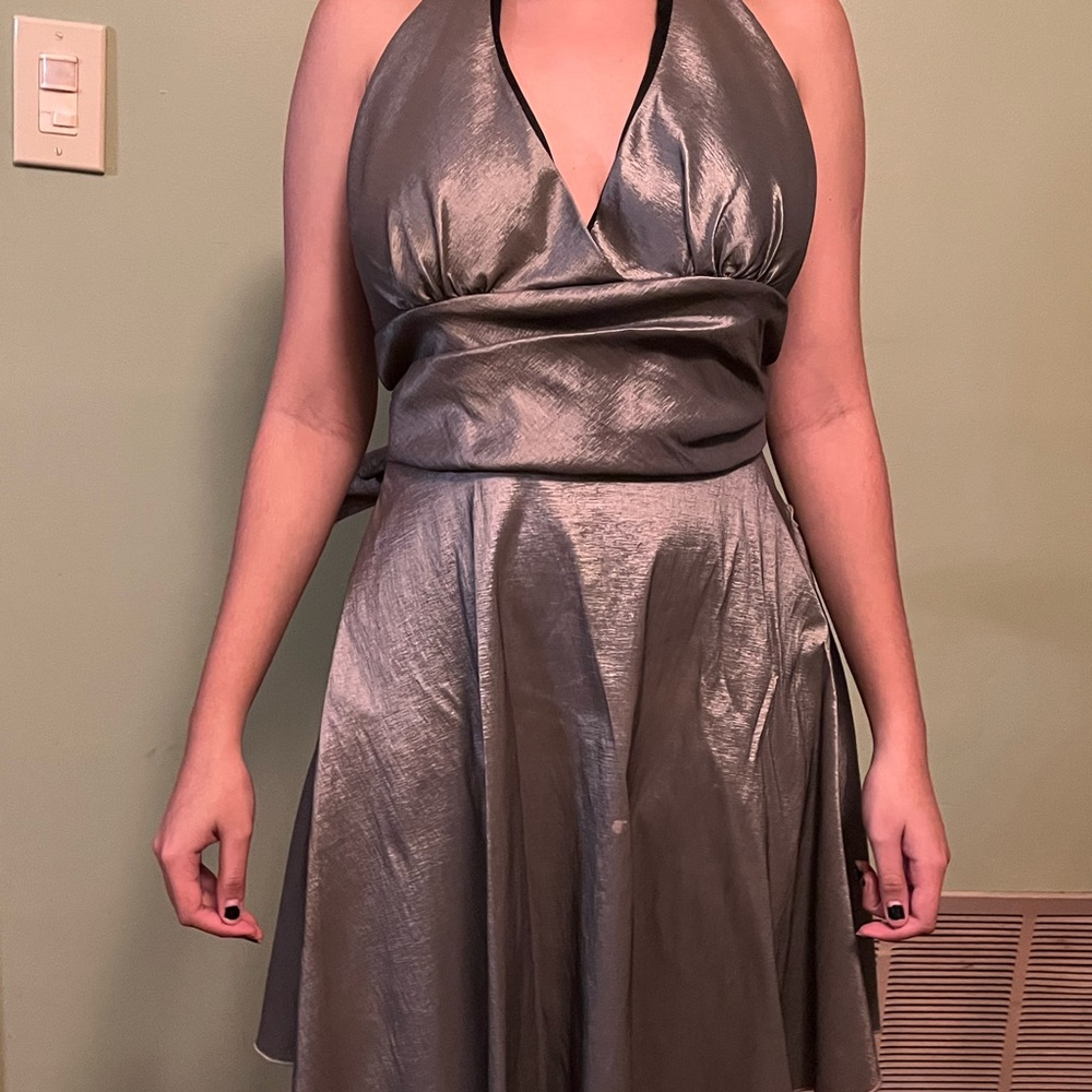 gray halter dress